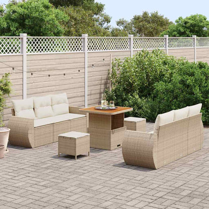 Garten-Sofa-Set mit Kissen mit Speicher 9 pcs Beige und Creme
