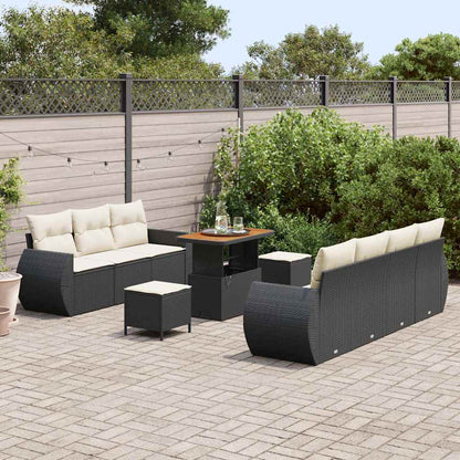 Garten-Sofa-Set 10 pcs Schwarz und Creme 90 x 55 x 71 cm