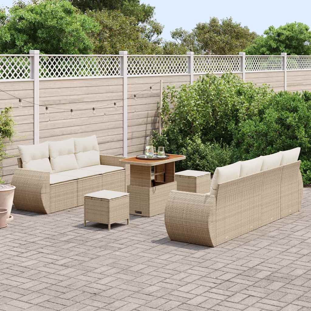 Garten-Sofa-Set 10 pcs Beige und Creme 90 x 55 x 71 cm