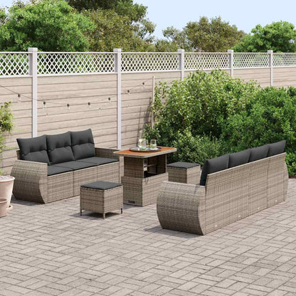 Garten-Sofa-Set mit Kissen mit Speicher 10 pcs Grau