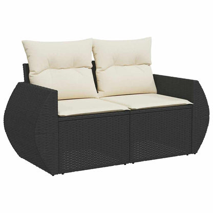 Garten-Sofa-Set mit Speicher 11 pcs Schwarz Poly Rattan