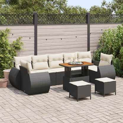Garten-Sofa-Set mit Kissen 10 pcs Schwarz und Creme