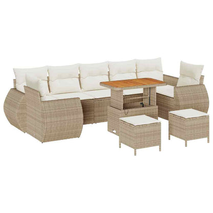 Garten-Sofa-Set mit Kissen mit Speicher 10 pcs Beige und Creme