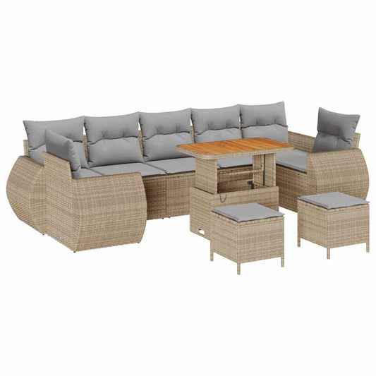 Garten-Sofa-Set mit Kissen 10 pcs Beige und Hellgrau