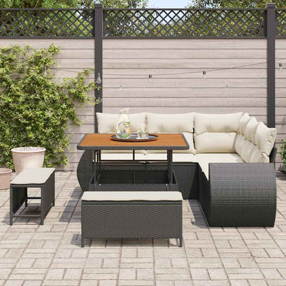 Garten-Sofa-Set mit Kissen mit Speicher 8 pcs Schwarz und Creme
