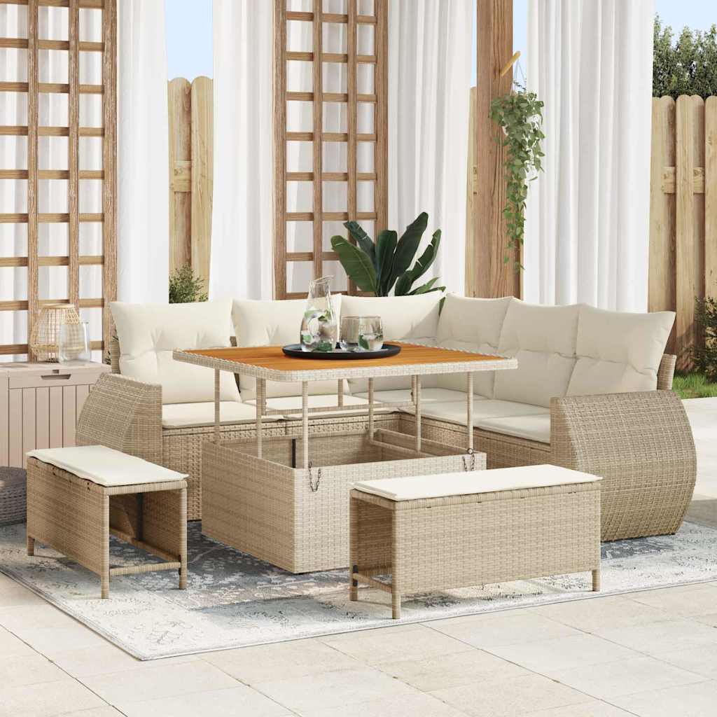 Garten-Sofa-Set 8 pcs Beige und Creme 100 x 100 x 71 cm