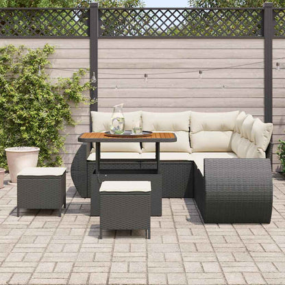 Garten-Sofa-Set 8 pcs Schwarz und Creme 90 x 55 x 71 cm