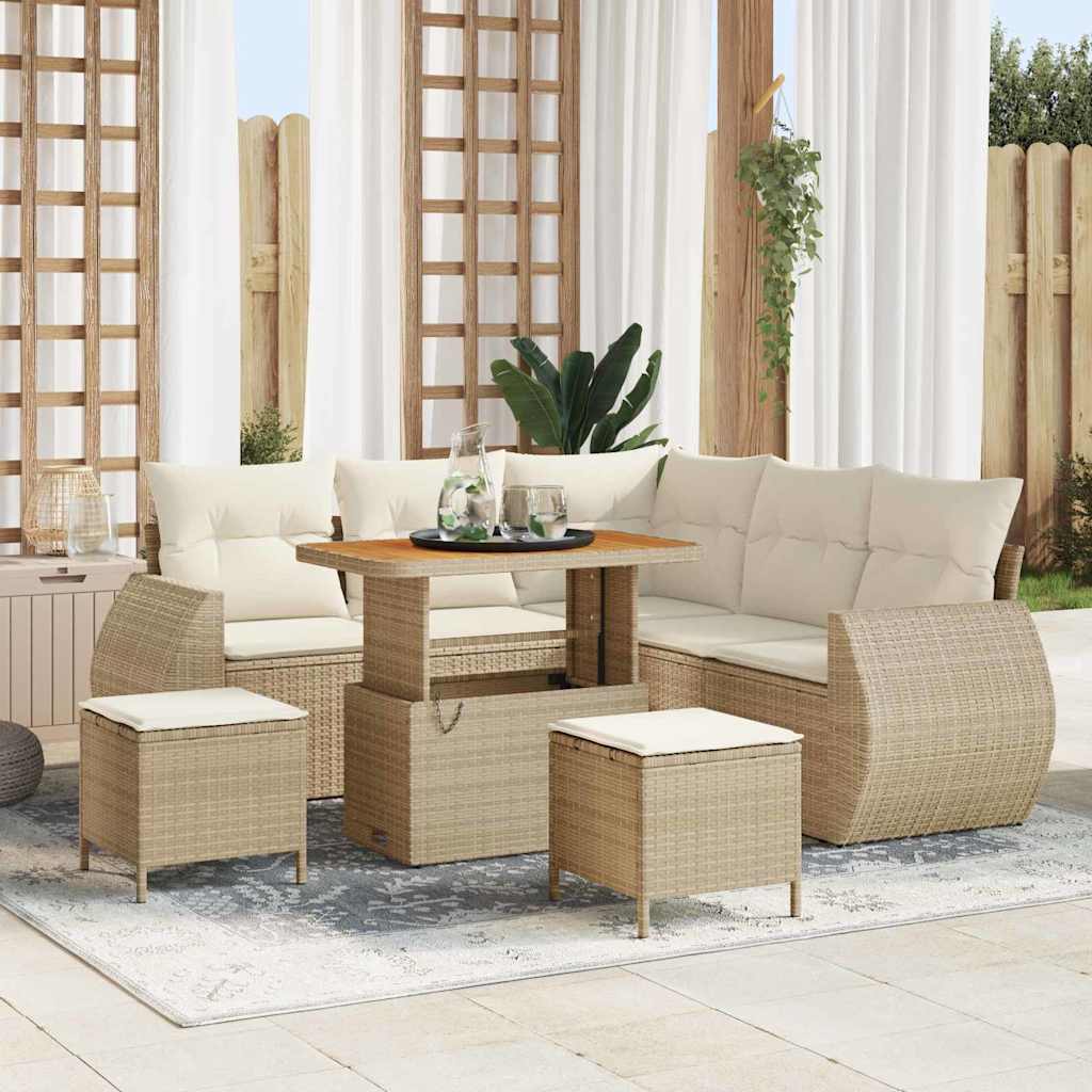 Garten-Sofa-Set 8 pcs Beige und Creme 90 x 55 x 71 cm