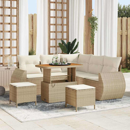 Garten-Sofa-Set 8 pcs Beige und Creme 90 x 55 x 71 cm
