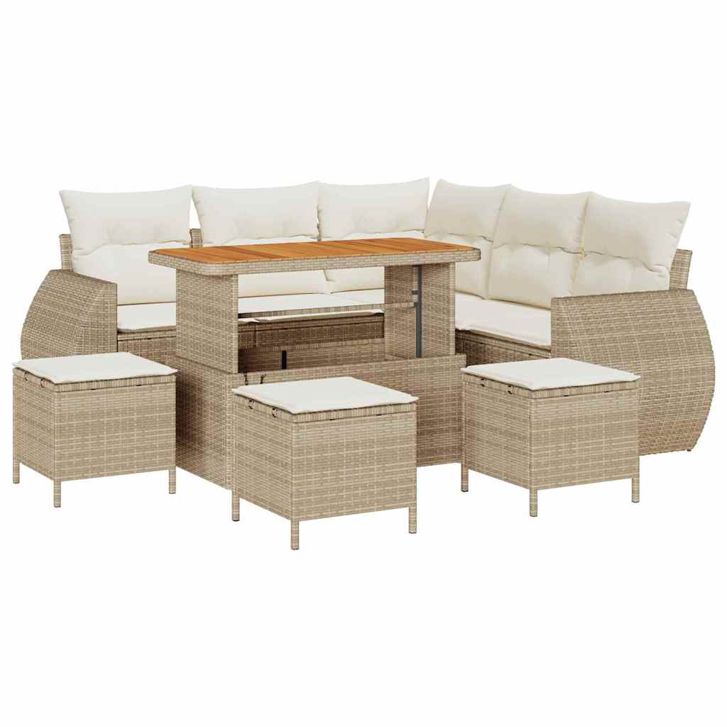 Garten-Sofa-Set 9 pcs Beige und Creme 110 x 55 x 71 cm
