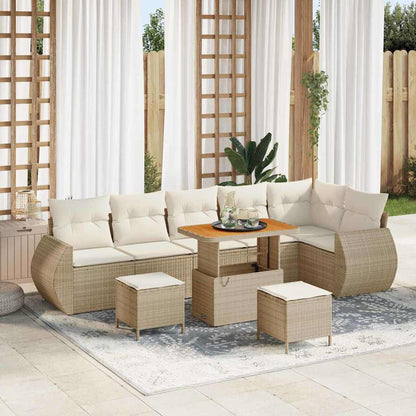 Garten-Sofa-Set 9 pcs Beige und Creme 90 x 55 x 71 cm
