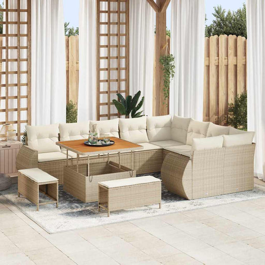 Garten-Sofa-Set 12 pcs Beige und Creme 100 x 100 x 71 cm