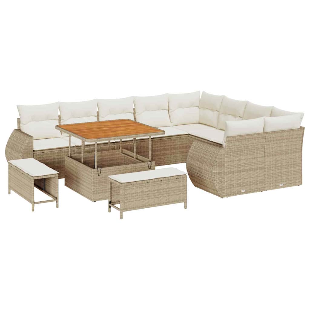 Garten-Sofa-Set 12 pcs Beige und Creme 100 x 100 x 71 cm