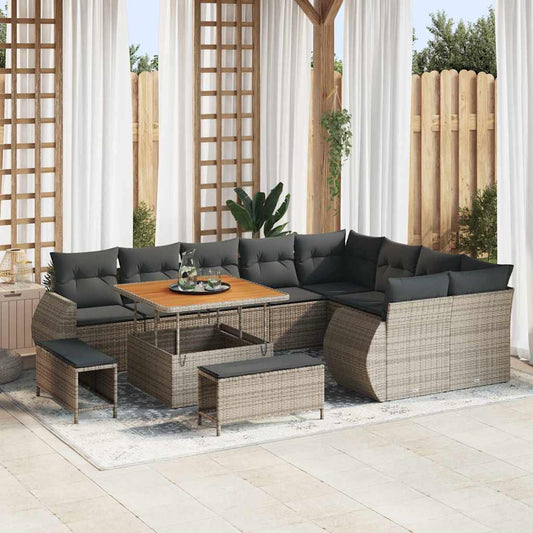 Garten-Sofa-Set mit Kissen 12 pcs Grau 100 x 100 x 71 cm