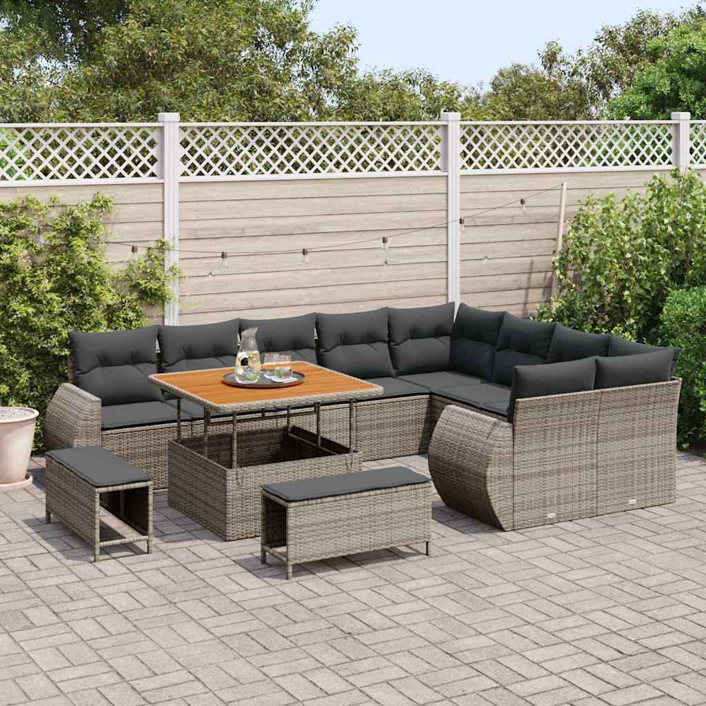 Garten-Sofa-Set mit Kissen 12 pcs Grau 100 x 100 x 71 cm