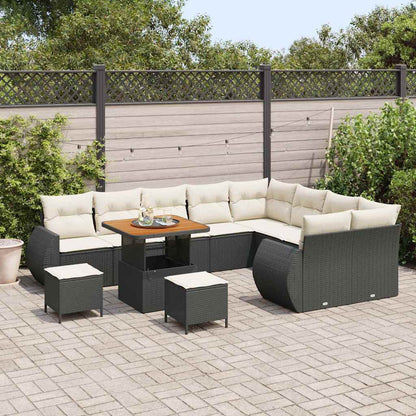 Garten-Sofa-Set 12 pcs Schwarz und Creme 80 x 80 x 71 cm