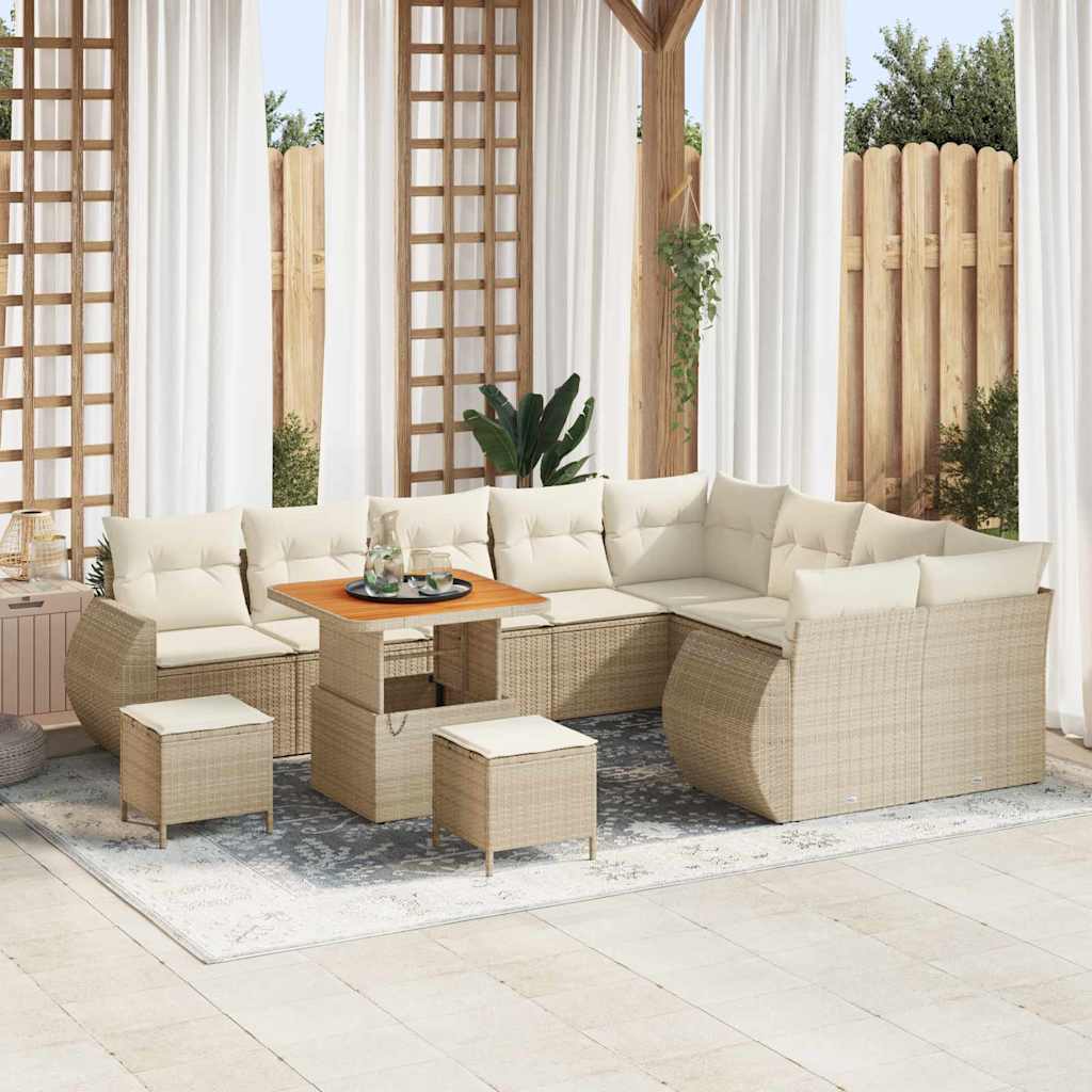Garten-Sofa-Set 12 pcs Beige und Creme 80 x 80 x 71 cm