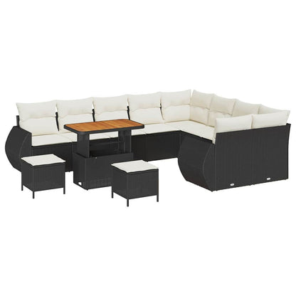 Garten-Sofa-Set 12 pcs Schwarz und Creme 90 x 55 x 71 cm