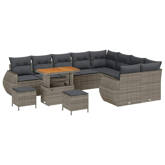Garten-Sofa-Set mit Kissen 12 pcs Grau 90 x 55 x 71 cm