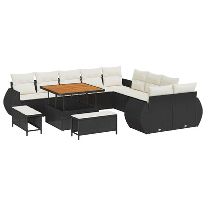 Garten-Sofa-Set 13 pcs Schwarz und Creme 100 x 100 x 71 cm