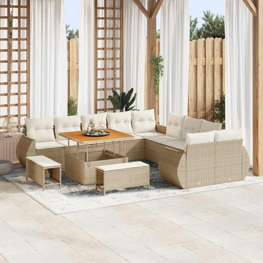 Garten-Sofa-Set 13 pcs Beige und Creme 100 x 100 x 71 cm