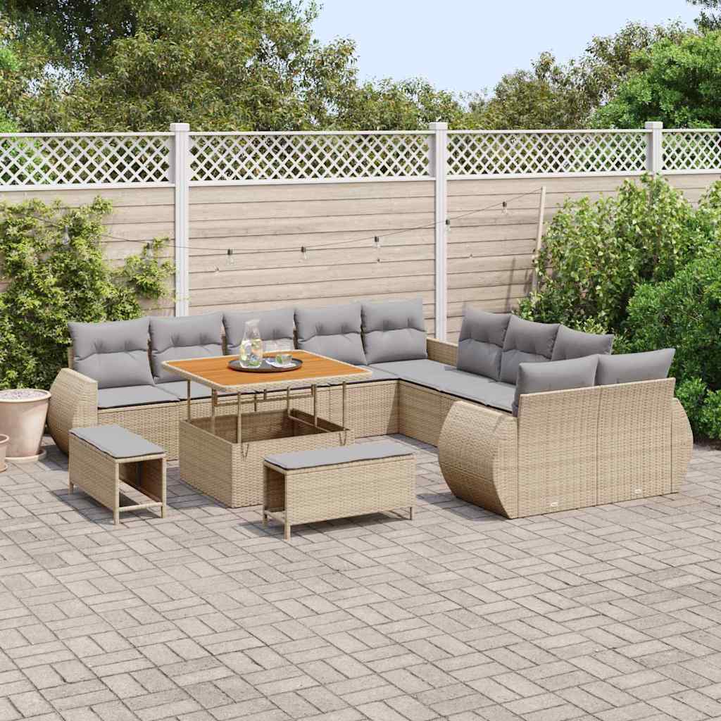 Garten-Sofa-Set 13 pcs Beige und Hellgrau 100 x 100 x 71 cm