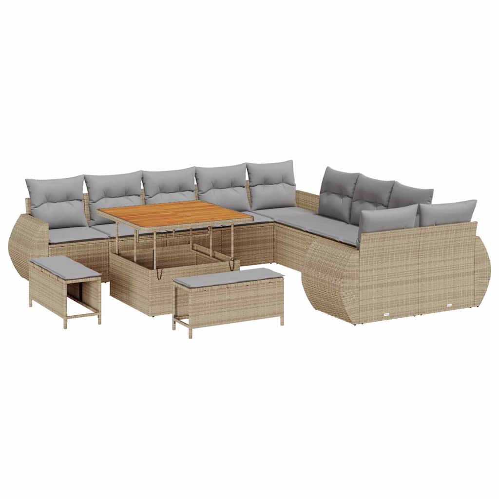 Garten-Sofa-Set 13 pcs Beige und Hellgrau 100 x 100 x 71 cm