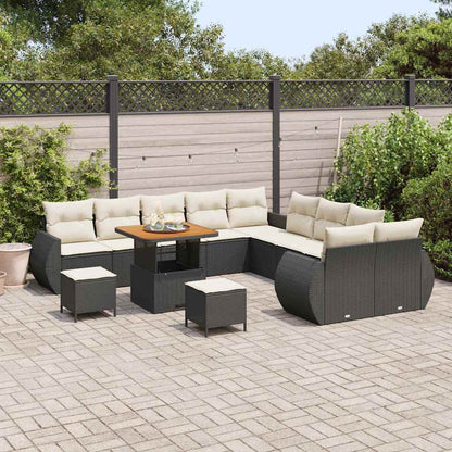 Garten-Sofa-Set mit Kissen 13 pcs Schwarz und Creme