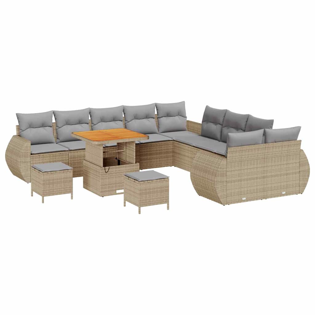 Garten-Sofa-Set 13 pcs Beige und Hellgrau 80 x 80 x 71 cm