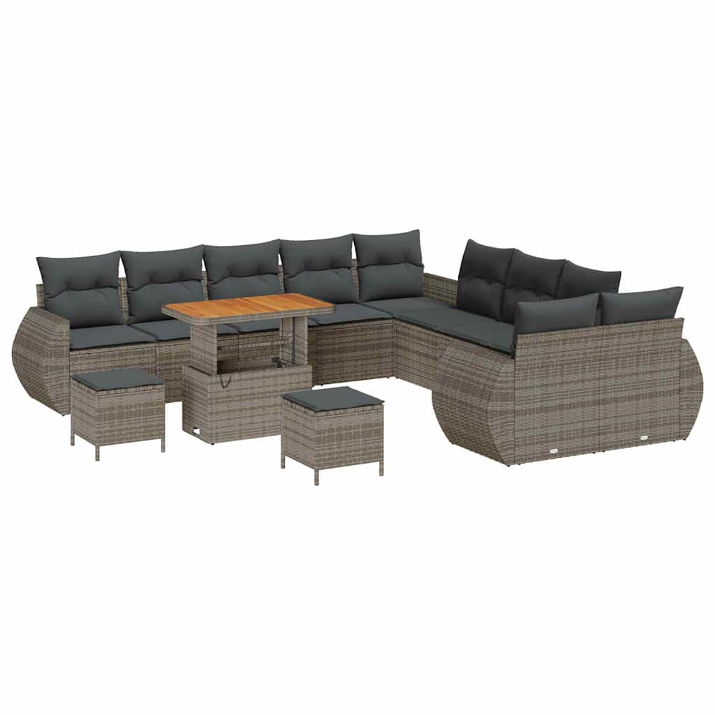 Garten-Sofa-Set mit Kissen 13 pcs Grau 90 x 55 x 71 cm