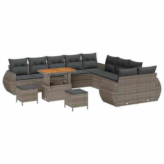 Garten-Sofa-Set mit Kissen 13 pcs Grau 90 x 55 x 71 cm