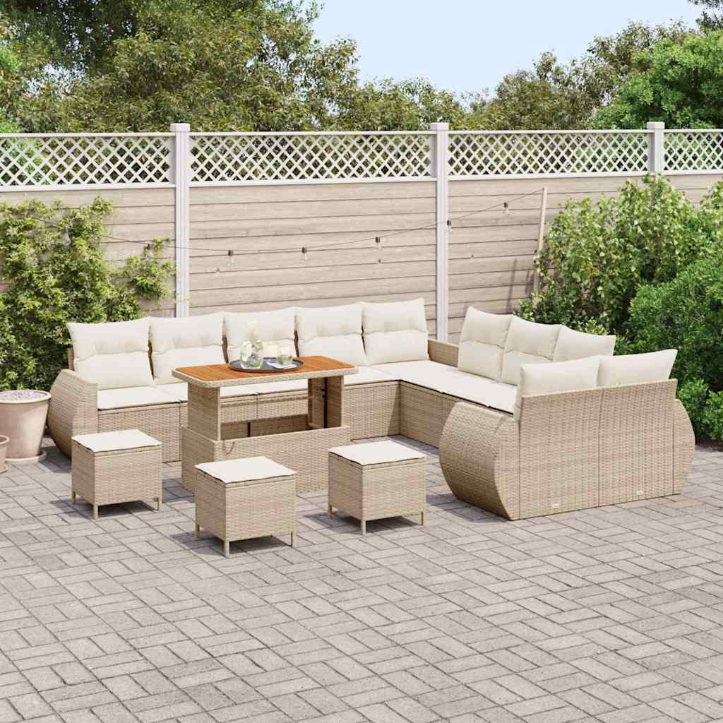 Garten-Sofa-Set 14 pcs Beige und Creme 110 x 55 x 71 cm