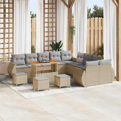 Garten-Sofa-Set 14 pcs Beige und Hellgrau 110 x 55 x 71 cm