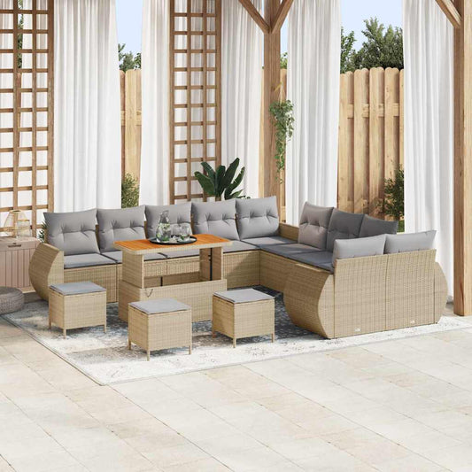 Garten-Sofa-Set 14 pcs Beige und Hellgrau 110 x 55 x 71 cm