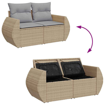 Garten-Sofa-Set 14 pcs Beige und Hellgrau 110 x 55 x 71 cm