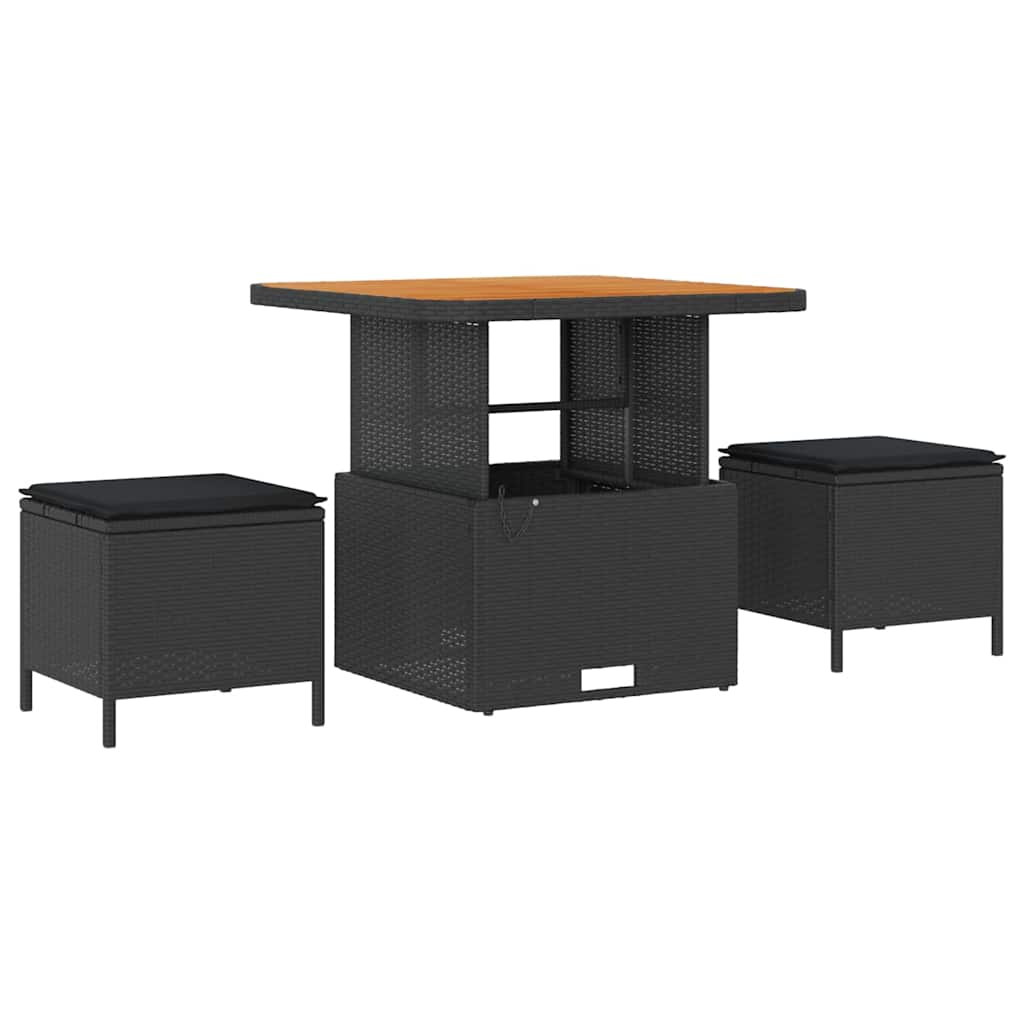 Garten-Sofa-Set mit Kissen mit Speicher 8 pcs Schwarz