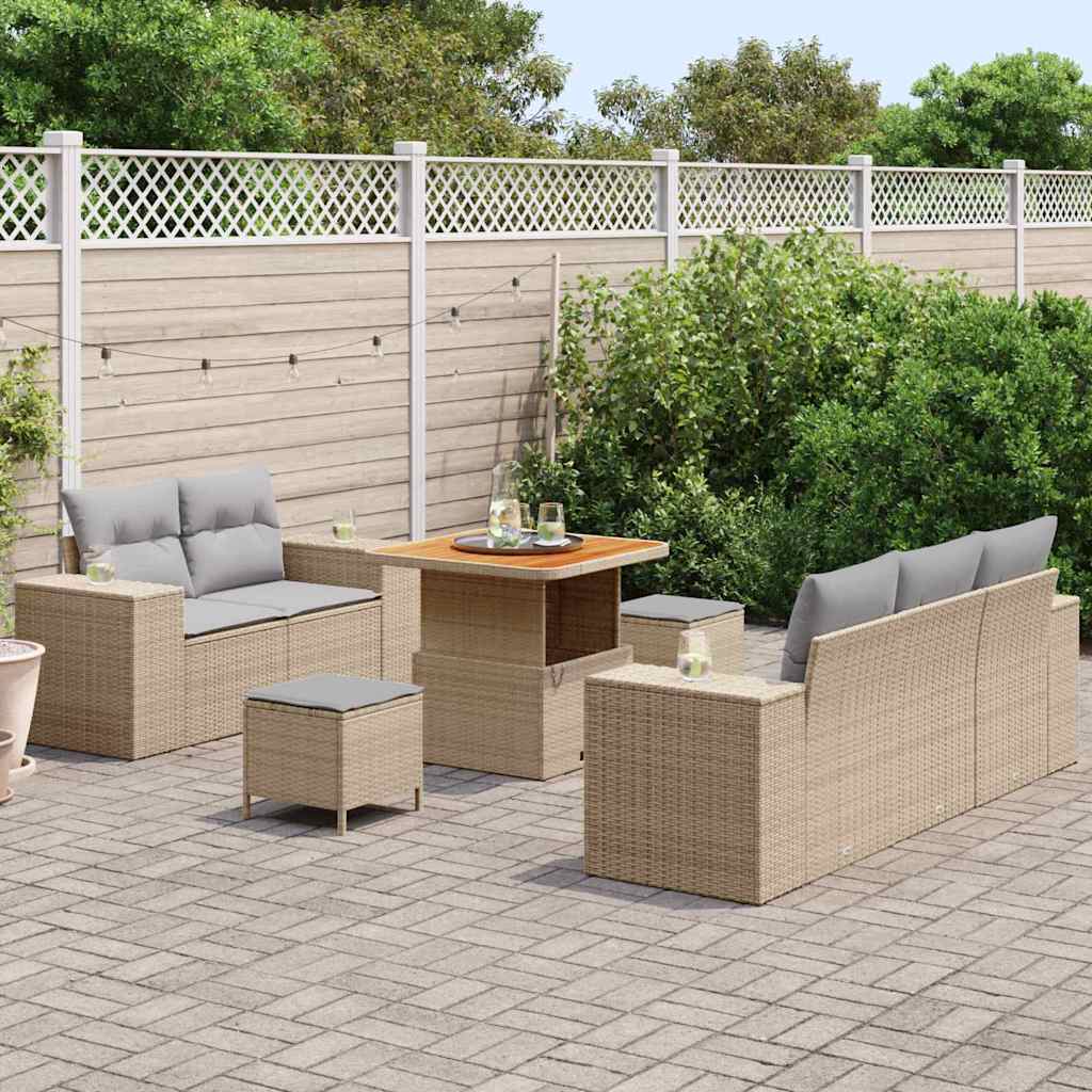 Garten-Sofa-Set 8 pcs Beige und Hellgrau 80 x 80 x 71 cm