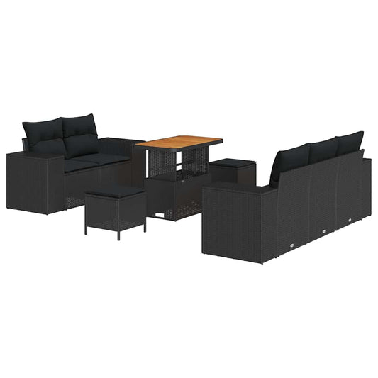 Garten-Sofa-Set mit Kissen 8 pcs Schwarz 90 x 55 x 71 cm