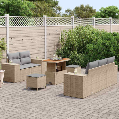 Garten-Sofa-Set 8 pcs Beige und Hellgrau 90 x 55 x 71 cm