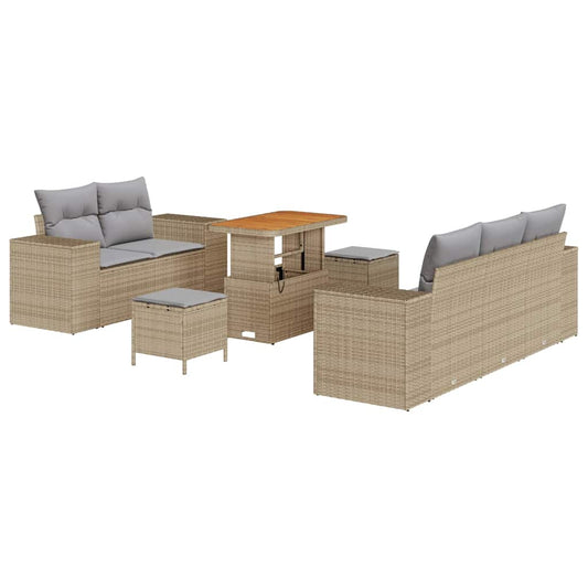 Garten-Sofa-Set 8 pcs Beige und Hellgrau 90 x 55 x 71 cm