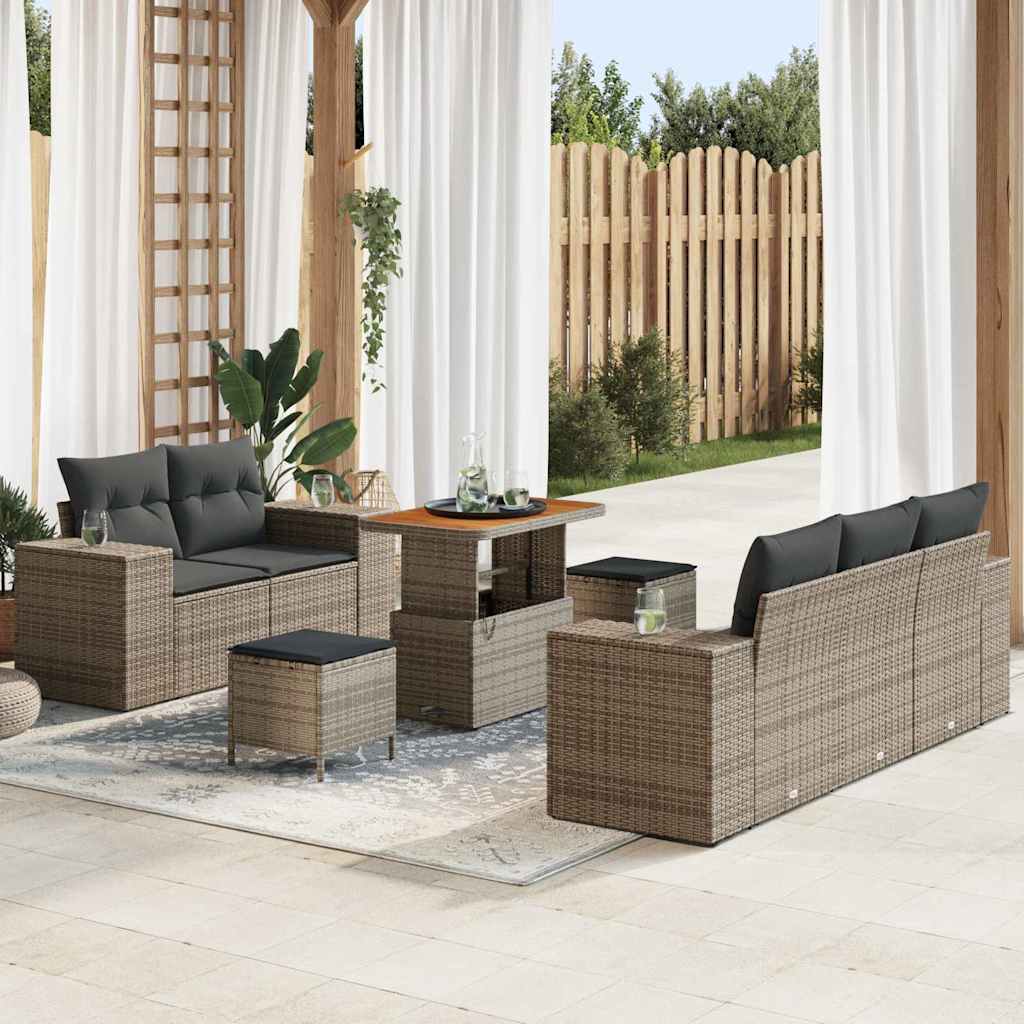 Garten-Sofa-Set mit Kissen 8 pcs Grau 90 x 55 x 71 cm