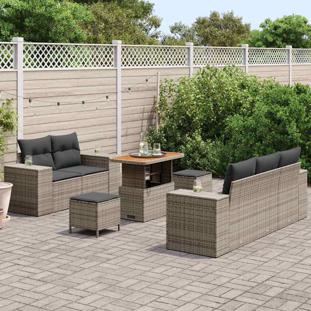 Garten-Sofa-Set mit Kissen 8 pcs Grau 90 x 55 x 71 cm