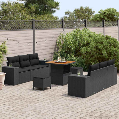 Garten-Sofa-Set mit Kissen 9 pcs Schwarz 80 x 80 x 71 cm