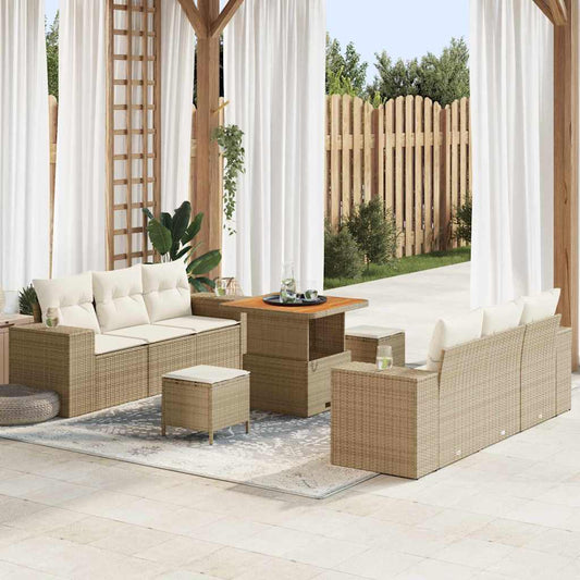 Garten-Sofa-Set 9 pcs Beige und Creme 80 x 80 x 71 cm