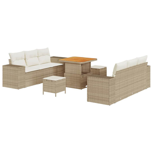 Garten-Sofa-Set 9 pcs Beige und Creme 80 x 80 x 71 cm