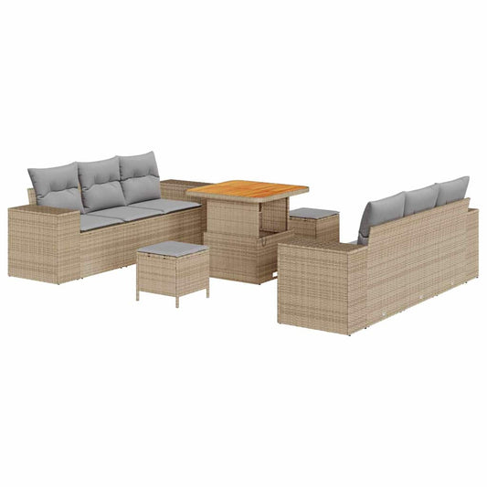 Garten-Sofa-Set 9 pcs Beige und Hellgrau 80 x 80 x 71 cm