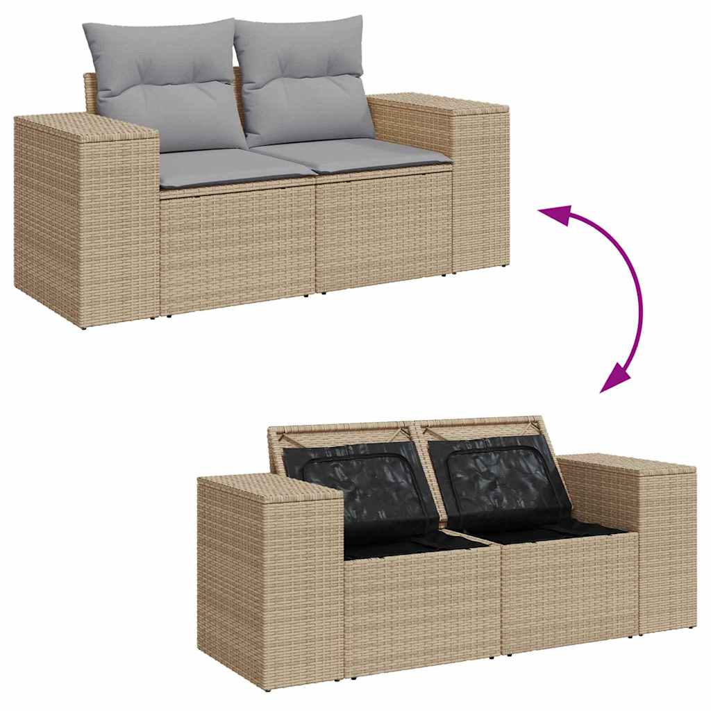 Garten-Sofa-Set 9 pcs Beige und Hellgrau 80 x 80 x 71 cm