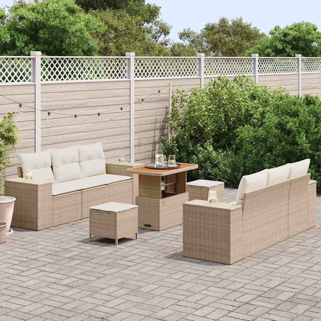 Garten-Sofa-Set 9 pcs Beige und Creme 90 x 55 x 71 cm