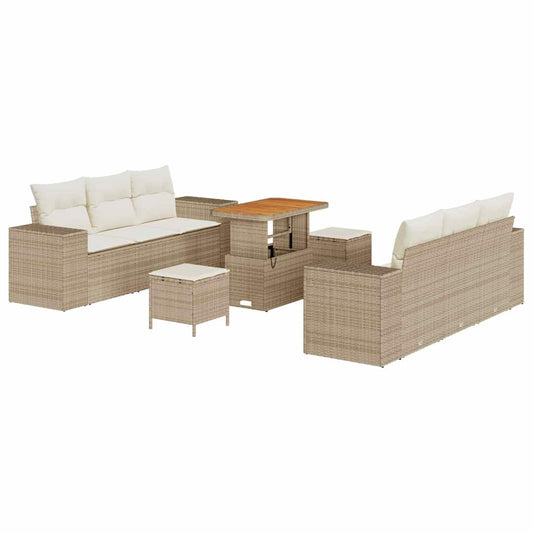 Garten-Sofa-Set 9 pcs Beige und Creme 90 x 55 x 71 cm