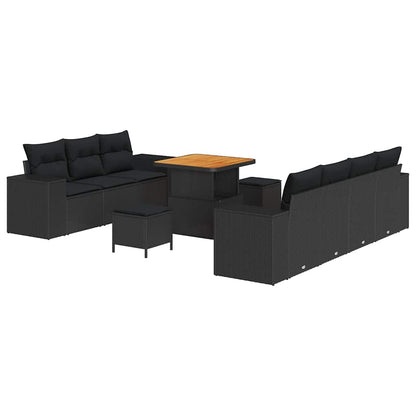 Garten-Sofa-Set mit Kissen 10 pcs Schwarz 80 x 80 x 71 cm
